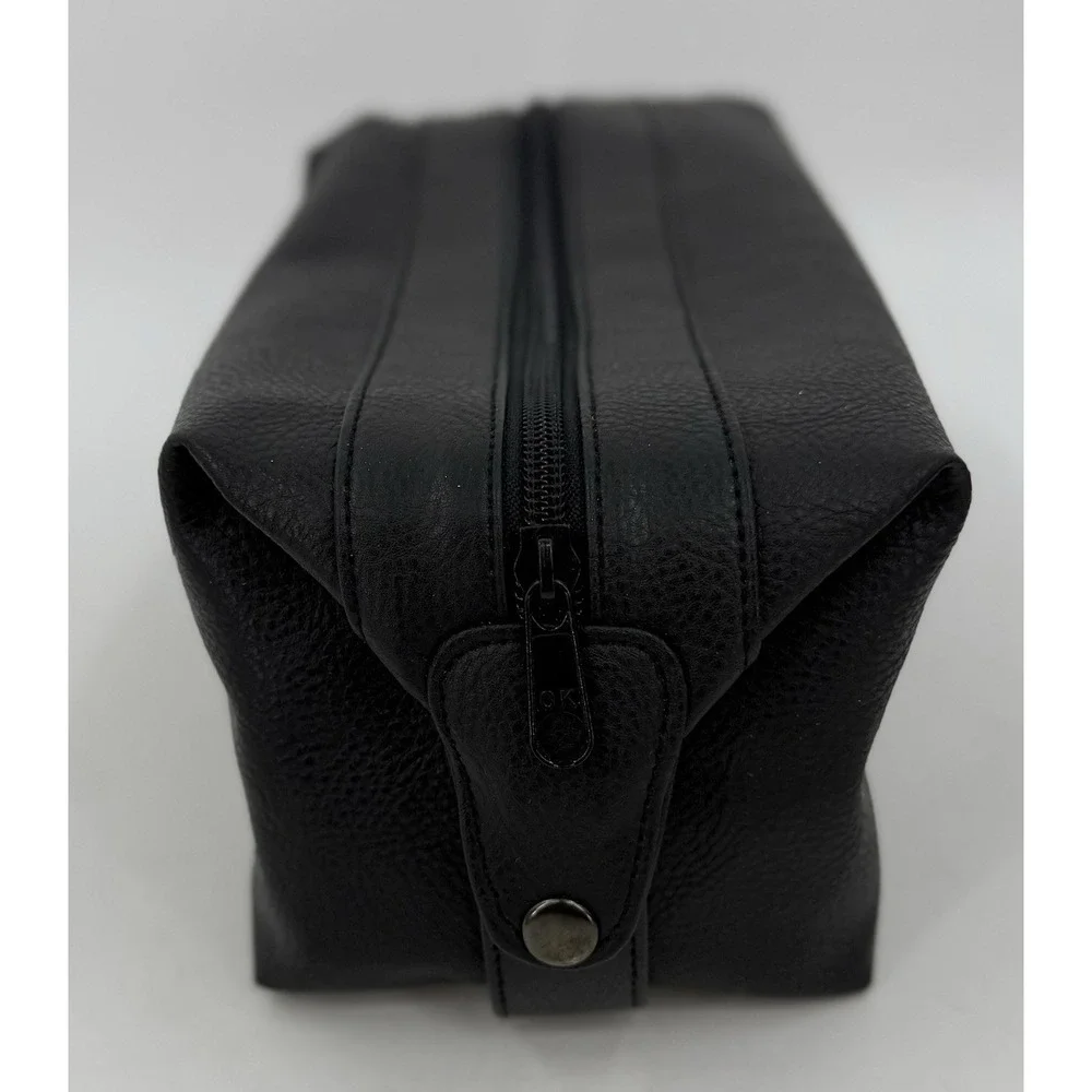 Calvin Klein Black Dop Kit Toiletry Bag Cosmetic Case Travel Pebble Faux 5